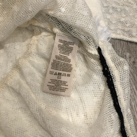 Free People Lace Long Sleeve Boho Tassel Tie Top - Picture 4 of 5